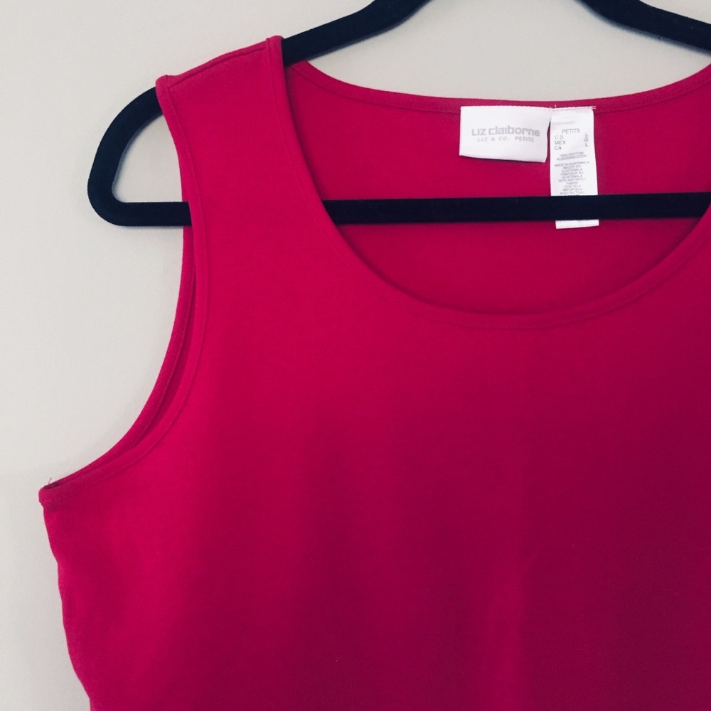 ♦️ Buy 2 Get 1 Free Liz Claiborne Tank Raspberry Shell petite Large LP - Picture 2 of 4